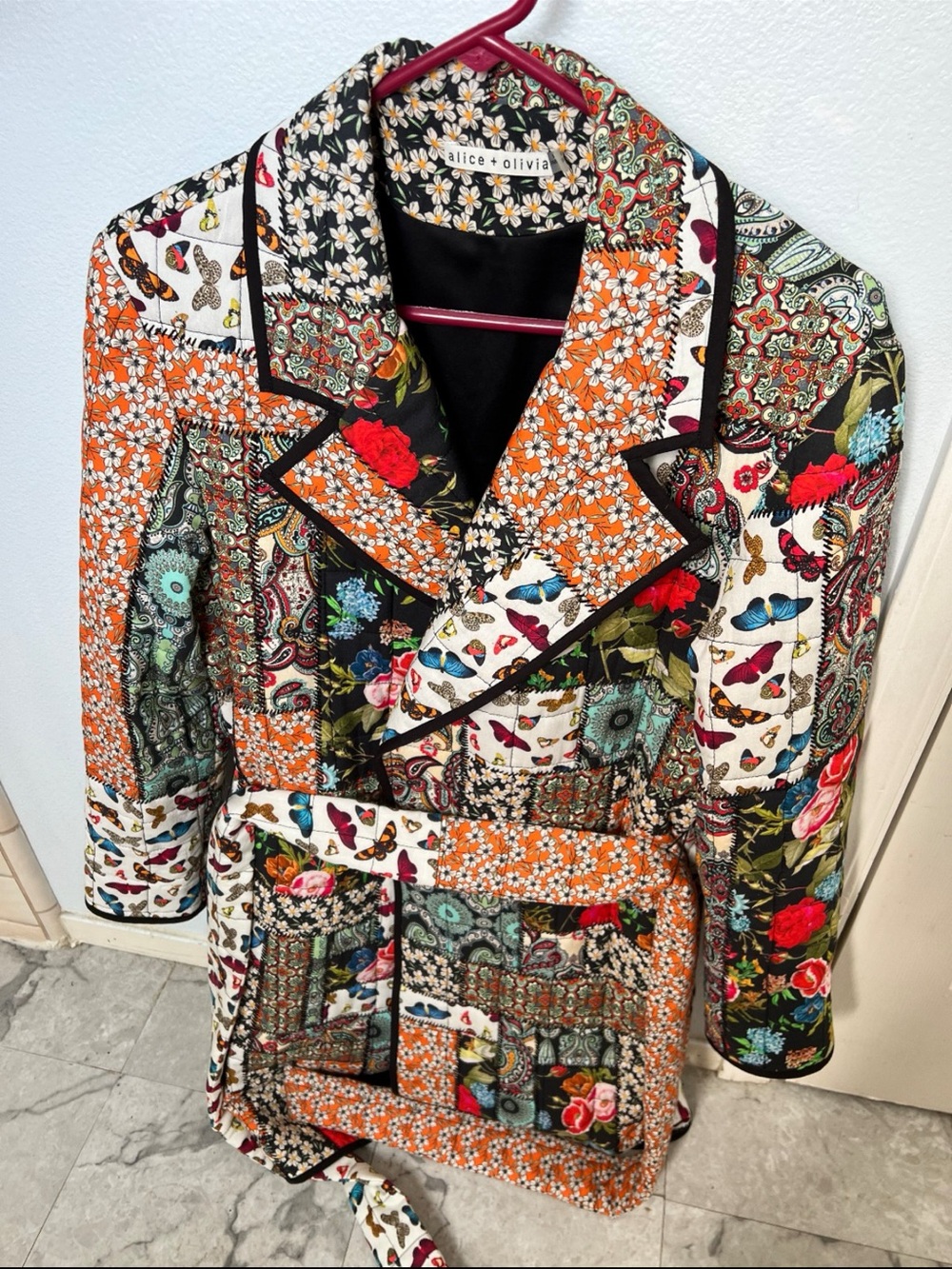 Alice + Olivia Moya patchwork trench